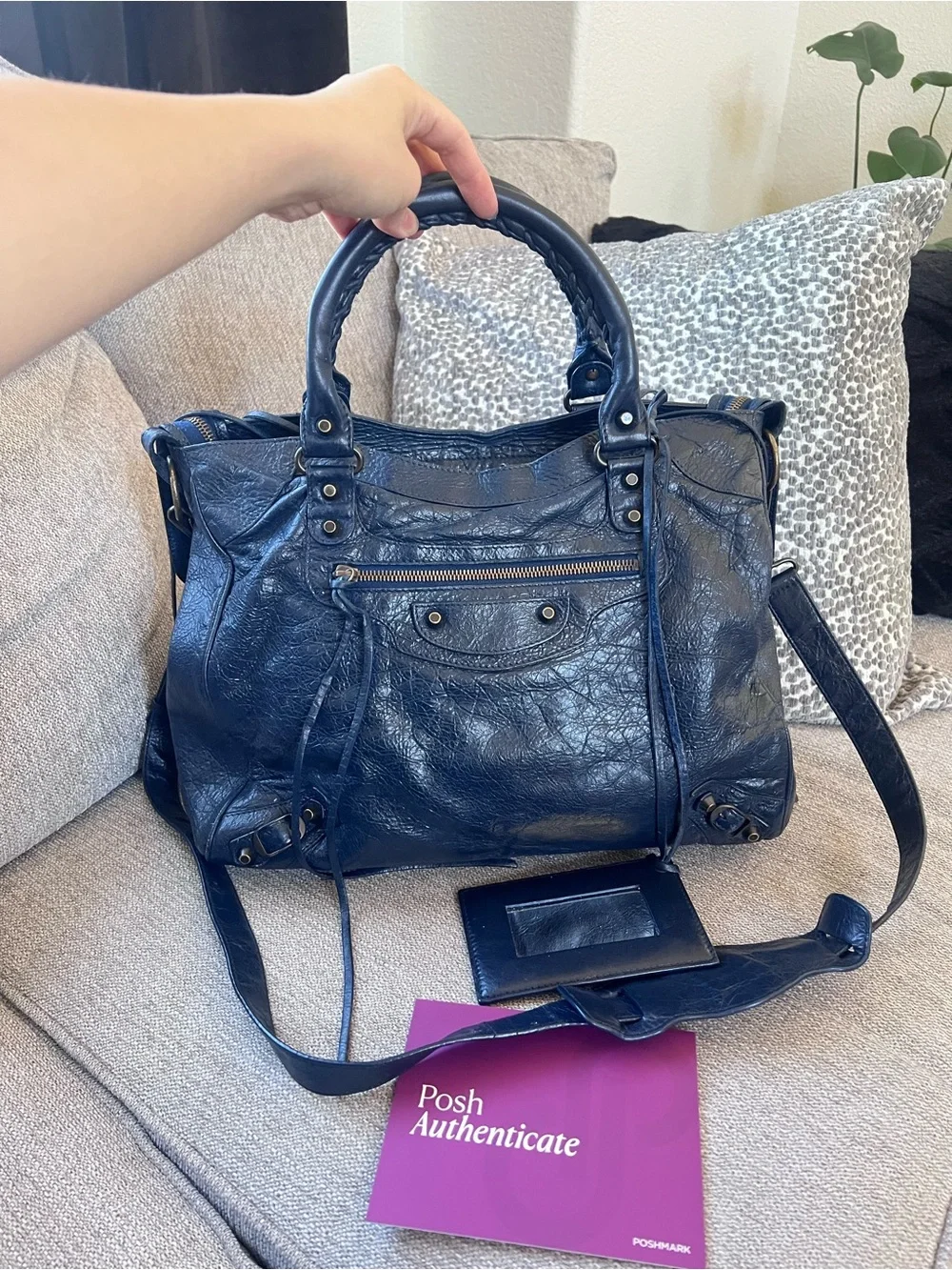 Balenciaga Vintage Le City Velo Navy Blue Leather Satchel Bag - Picture 2 of 12